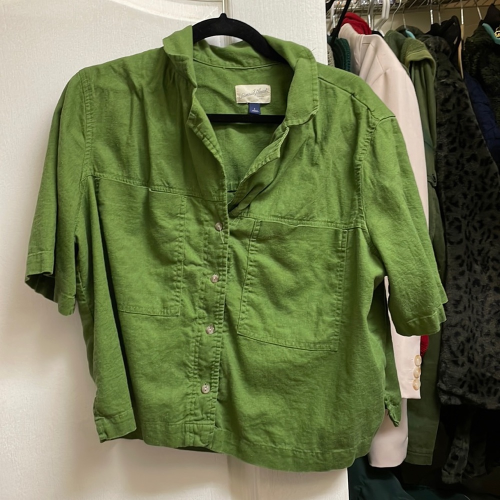 Green button up top. Never worn